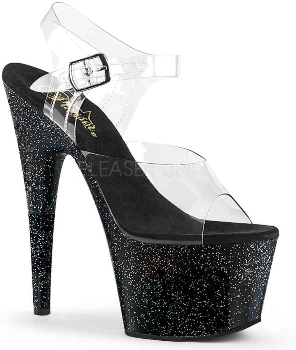 EU 36 = US 6 | ADORE-708MG | 7 Heel, 2 3/4 PF Ankle Strap Sandal w/Mini Glitter